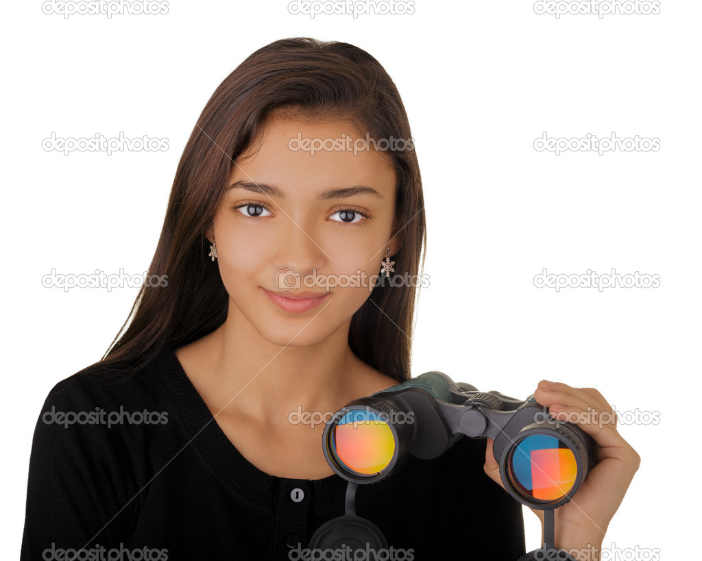 Girl Holding Binoculars