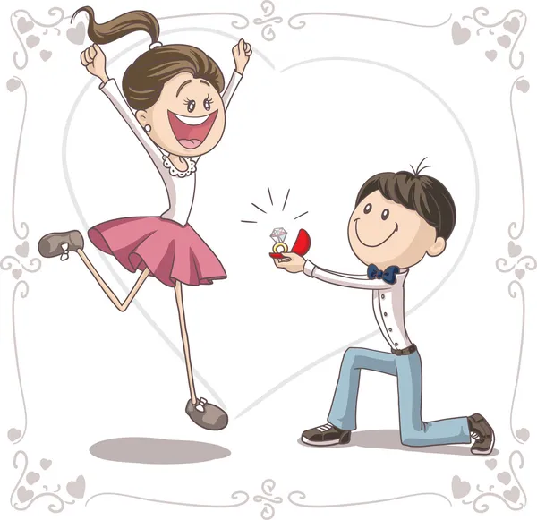 Mariage Proposition Vector Cartoon — Image vectorielle