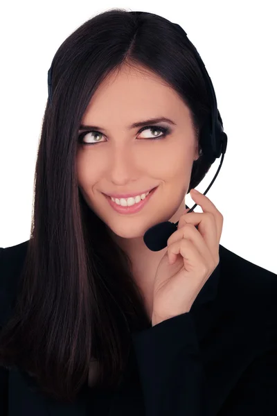 Call Center Operator in Black Blazer — Stock Photo, Image