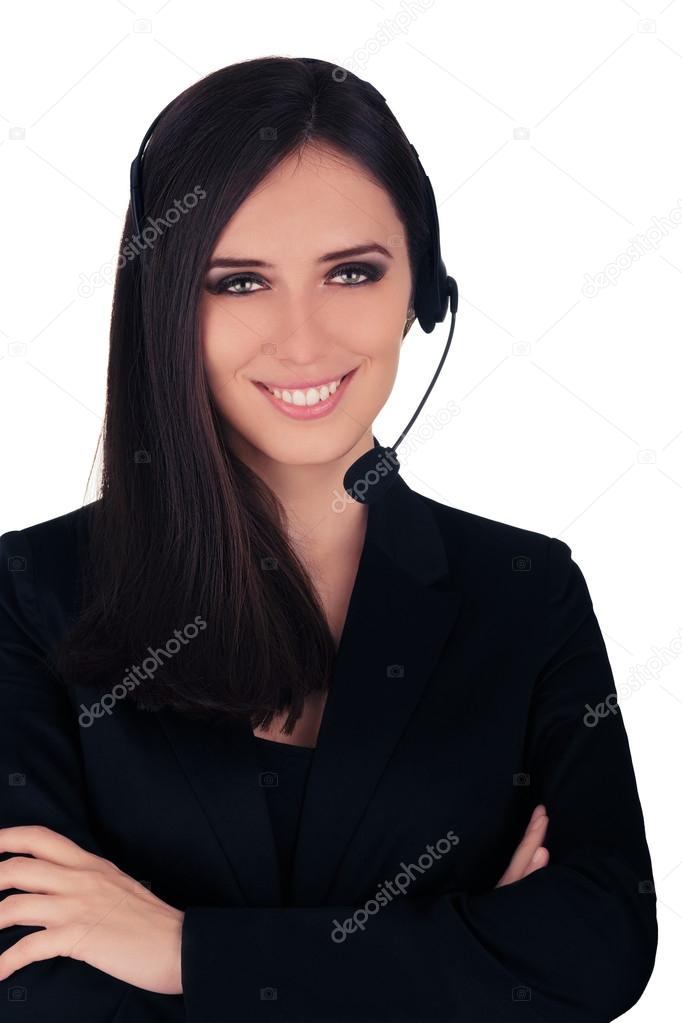 Call Center Operator in Black Blazer