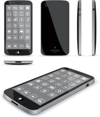 Siyah Akıllı Telefon - Çoklu Görünüm
