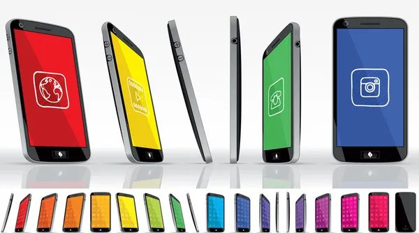 Siyah Akıllı Telefon - Çoklu Görünüm
