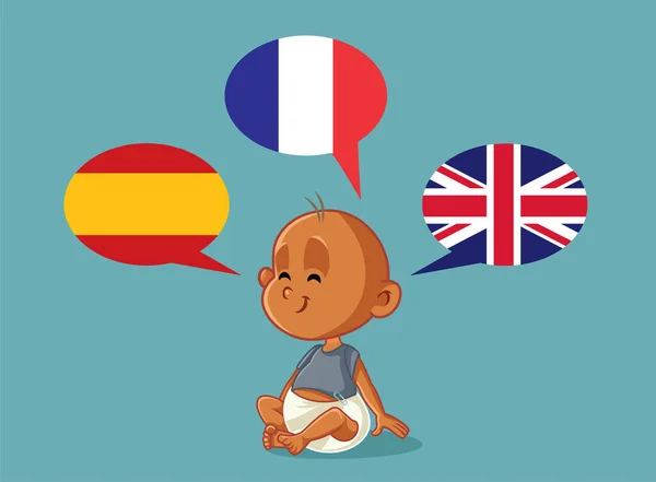 Illustrazione Multilingue Del Fumetto Del Vettore Del Bambino — Vettoriale Stock