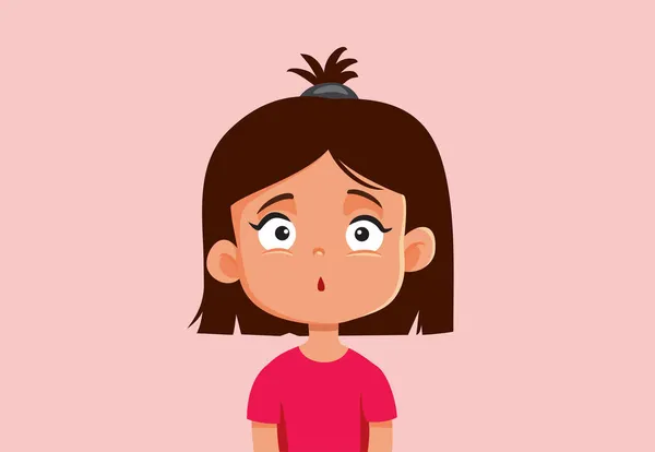 Surprised Little Girl Vector Cartoon Illustration — Stock Vector