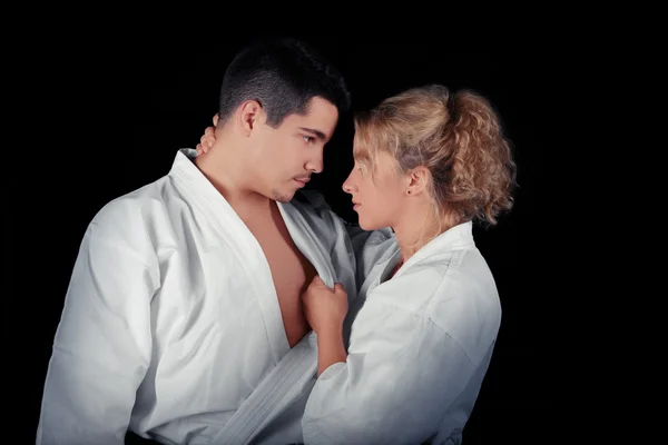 Karate pár vášeň — Stock fotografie