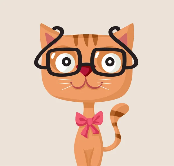 Divertente Gatto Che Indossa Occhiali Vettoriale Cartone Animato — Vettoriale Stock