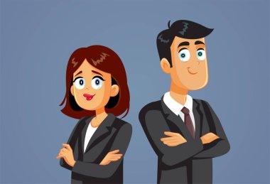 İş Ekibi Çapraz Vektör İllüstrasyonuyla Duruyor