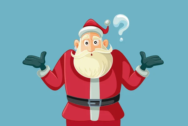 Santa Claus Shrugging Met Vragen Vector Cartoon — Stockvector