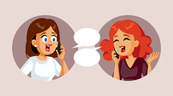 Best Friends Μιλώντας Στο Τηλέφωνο Διάνυσμα Κινουμένων Σχεδίων — Διανυσματικό Αρχείο