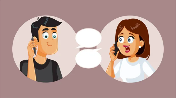 Een Paar Gesprekken Telefoon Vector Cartoon Illustratie — Stockvector