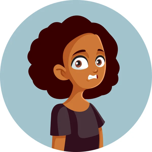 Adolescente Menina Cringe Face Expression Vector Cartoon — Vetor de Stock