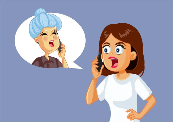 Yetişkin Kadın Telefonda Başrahibe Ile Tartışıyor — Stok Vektör