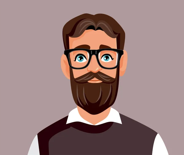 Бородатый Мужчина Векторных Очках — стоковый вектор