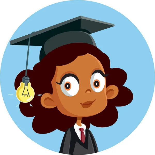 Brilliant Girl Wearing Graduation Hat Vector Illustration — Stock Vector