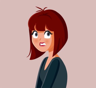 Stresli Genç Kadın Vektör Çizgi Filmi