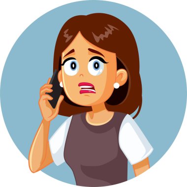 Telefon vektörü karikatüründe konuşan çileden çıkmış kadın.