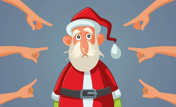 Pessoas Culpando Triste Papai Noel Vector Cartoon Ilustração —  Vetores de Stock