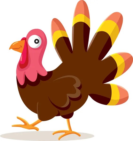 Vrolijke Thanksgiving Turkije Vector Cartoon Illustratie — Stockvector