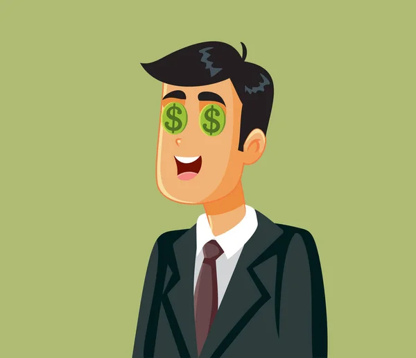 Empresário Engraçado Pensando Dinheiro Vector Cartoon —  Vetores de Stock