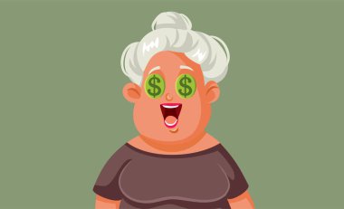 Orta yaşlı yetişkin kadın Para Vektörü Çizgi Filmini Düşünüyor