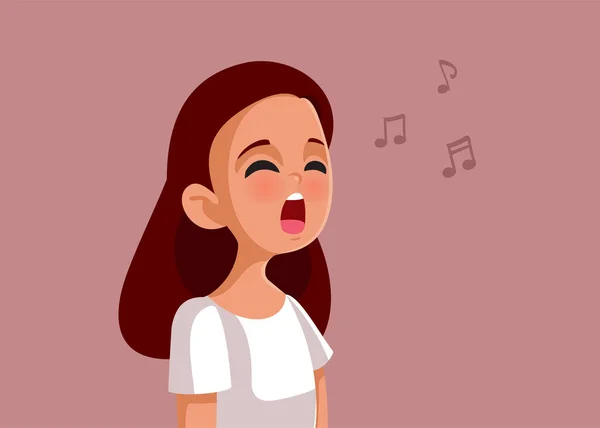 Adolescente Menina Cantando Vetor Cartoon Ilustração — Vetor de Stock
