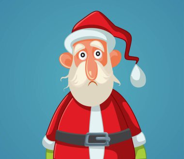 Üzgün Noel Baba Vektör Çizgi Film Çizimi