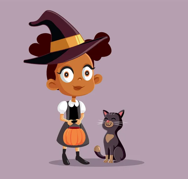 Petite Fille Mignonne Portant Costume Halloween — Image vectorielle