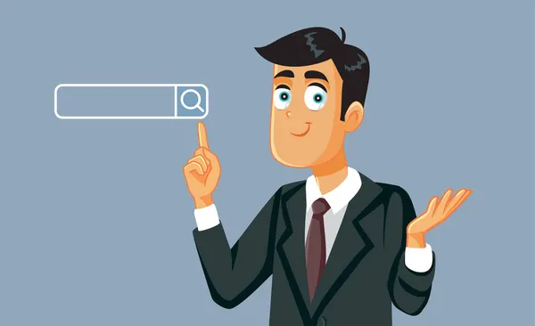 Businessman Pointing Search Bar Vector Illustration — Stock Vector