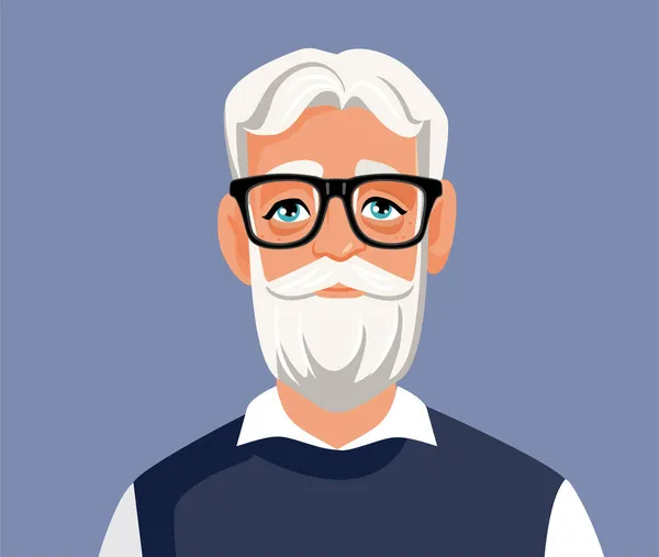 Modern Elderly Gentleman Vector Cartoon Portrait — Image vectorielle