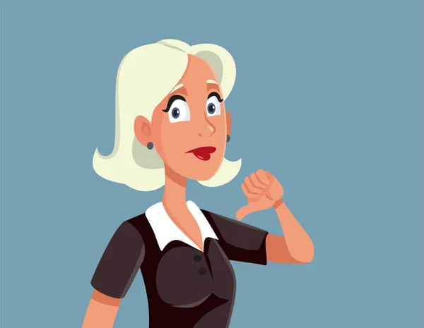 Kobieta Trzymając Kciuki Dół Jako Negatywne Feedback Vector Cartoon — Wektor stockowy