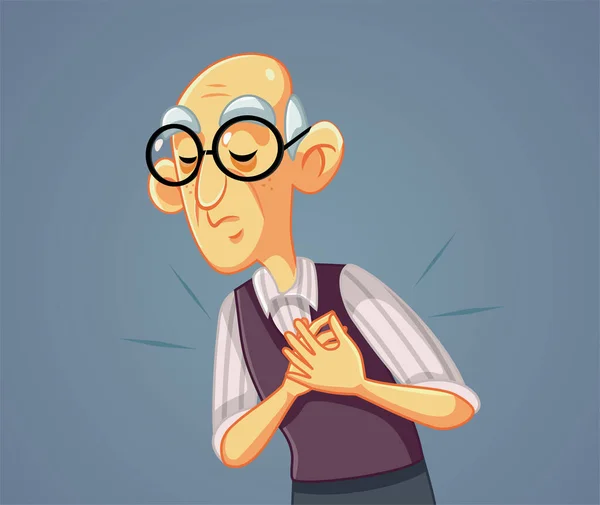 Senior Man Suffering Heart Attack Vector Illustration - Stok Vektor