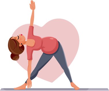 Üçgen Yoga Poz Vektörü İllüstrasyonunda Hamile Kadın