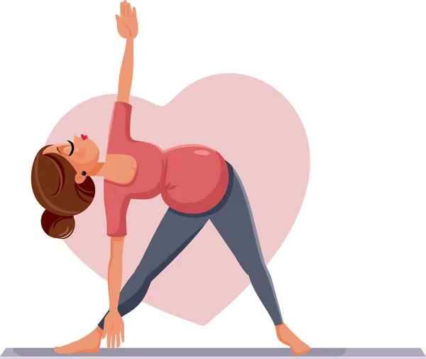 Mulher Grávida Triângulo Yoga Pose Vector Ilustração —  Vetores de Stock
