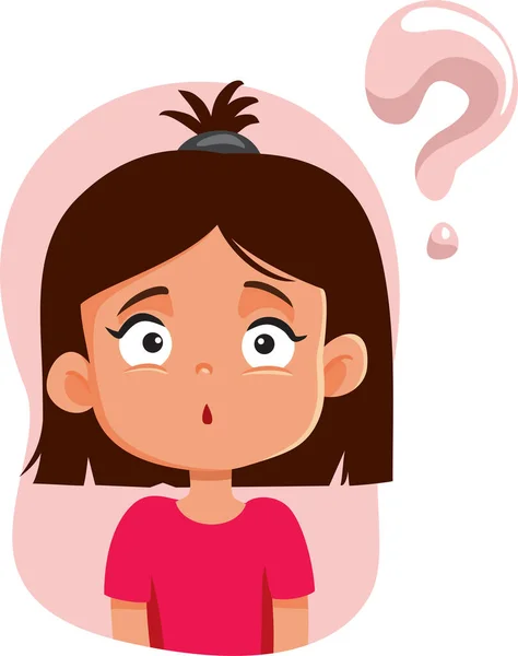 Little Girl Having Questions Vector Cartoon Character — Stock Vector