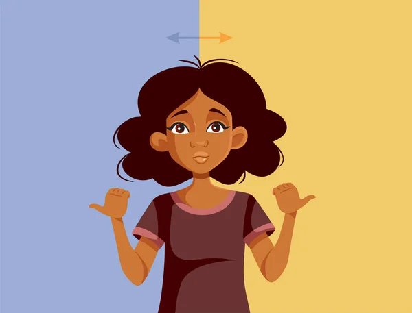 Mujer Pensativa Que Planea Qué Camino Tomar Ilustración Vectorial — Vector de stock