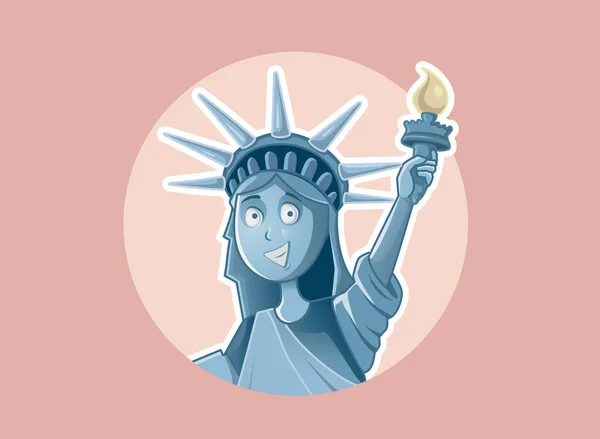 Happy Cartoon Statue Liberty Vector Illustration — 스톡 벡터