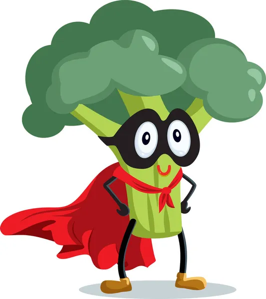 Stark Superhjälte Broccoli Vektor Tecknad Karaktär — Stock vektor