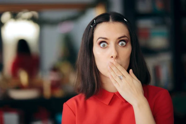 Calcetín Mujer Cubriendo Boca — Foto de Stock