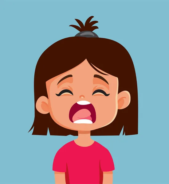Scared Little Girl Scream Vector Cartoon Illustration — Stockový vektor