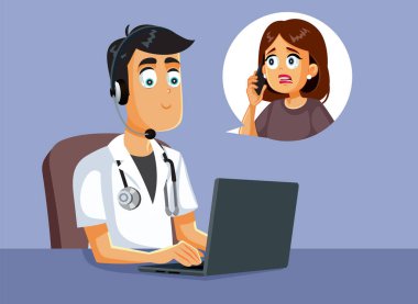 MD Telefon Vektörü İllüstrasyonu Üzerine Tıbbi Yardım Sunuyor
