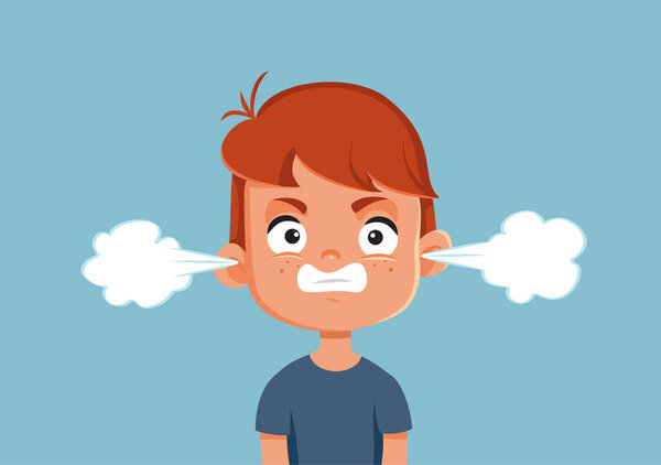 Angry Little Boy Vector Cartoon Character Illustration
