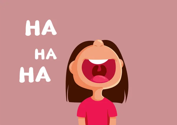 Little Girl Laughing Loud Vector Cartoon Illustration — Stock Vector