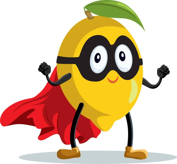 Stark Superhjälte Citron Frukt Vektor Tecknad Karaktär — Stock vektor