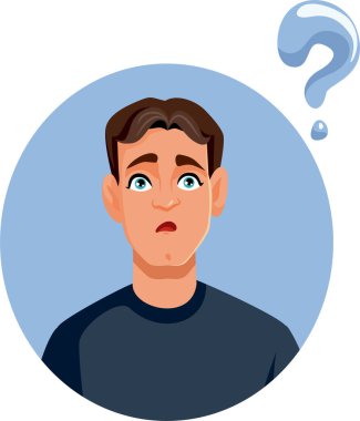Bir Cevap Vektörü Karikatürü Arayan Kafası Karışık Genç Adam