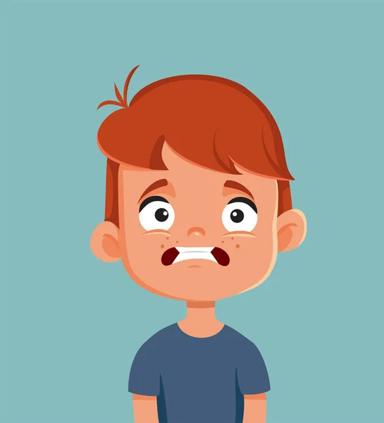 Kleine Jongen Zoek Bang Vector Cartoon — Stockvector