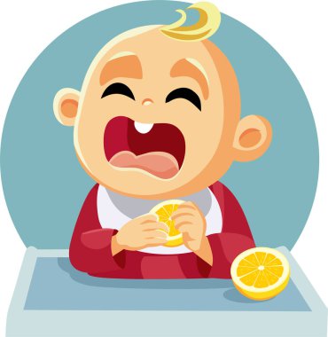 Limon Vektörü Çizgi Filmini Yemekte Sevimli Bebek