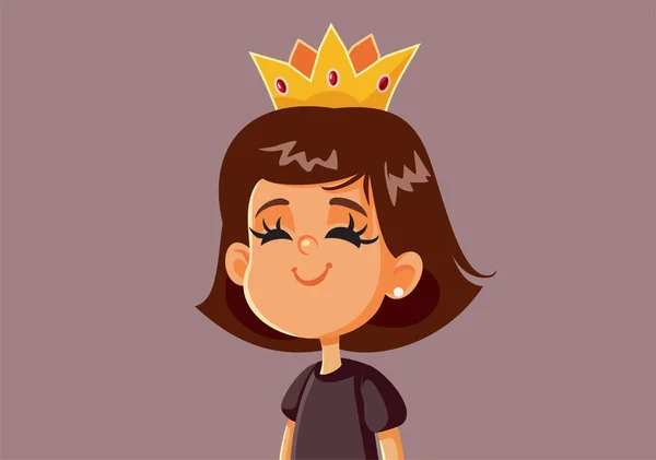 Menina Vestindo Uma Coroa Vector Cartoon Ilustração — Vetor de Stock