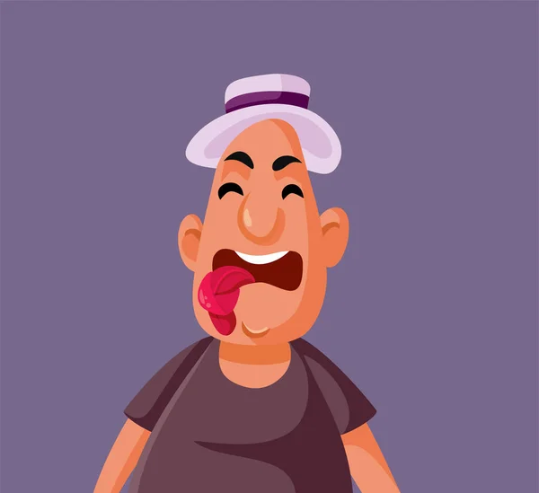 Man Tied Tongue Vector Cartoon Illustration — Stock Vector