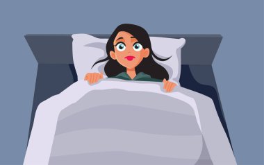 Uykusuzluk çeken Kadın Vektörü Çizgi Film İllüstrasyonu