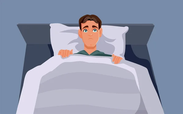 Άνθρωπος Που Υποφέρει Από Αϋπνία Διανυσματική Απεικόνιση Κινουμένων Σχεδίων — Διανυσματικό Αρχείο
